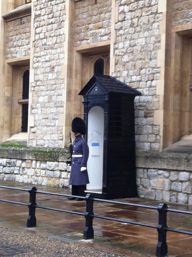 Standing guard outside the Crown Jewels 