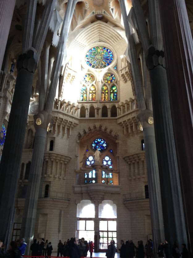 inside La Sagrada Familia, a Catalan landmark