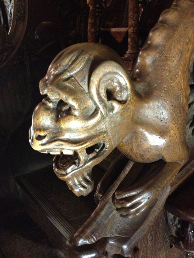 Up close at one of the medieval choir stalls