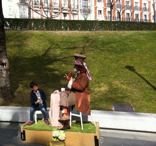 A Mad Hatter at the Prado- Couldn't convince Grace or even Emmie to have some tea with him.