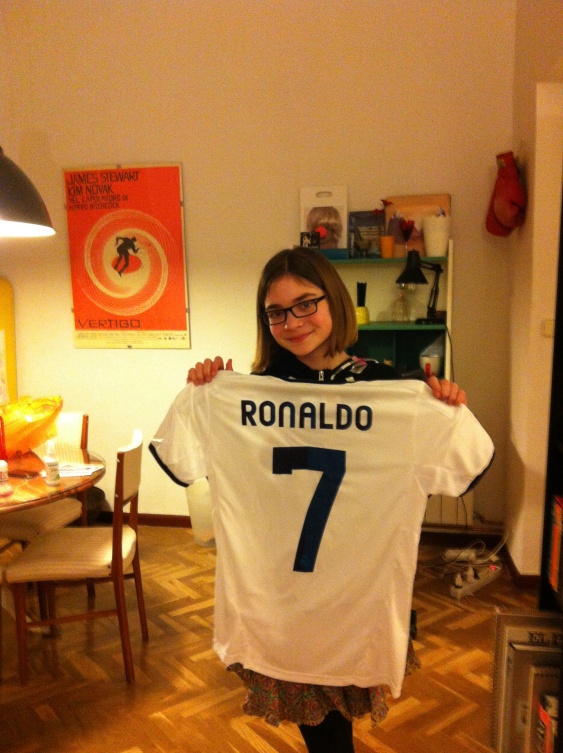 Emmie with her Real Madrid shirt!