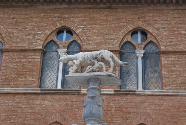 Symbol of Siena- the wolf feeding the twins, Romulus and Remus.