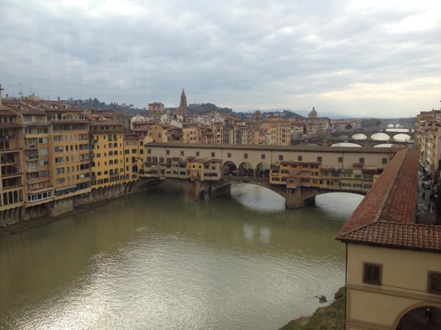 View of the Ponte Vecchio from the Uffizi Gallery Courtyard