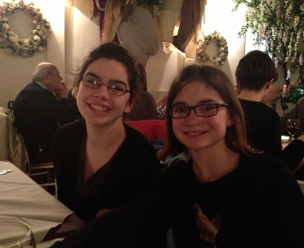Grace and Emmie- happy pasta eaters!