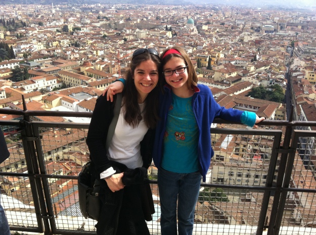 Emmie and Christine reach the top of the Duomo.