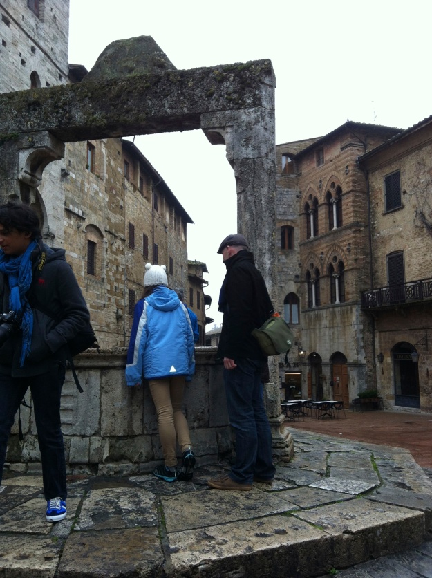 Grace & Scott checking out the Piazza della Cisterna